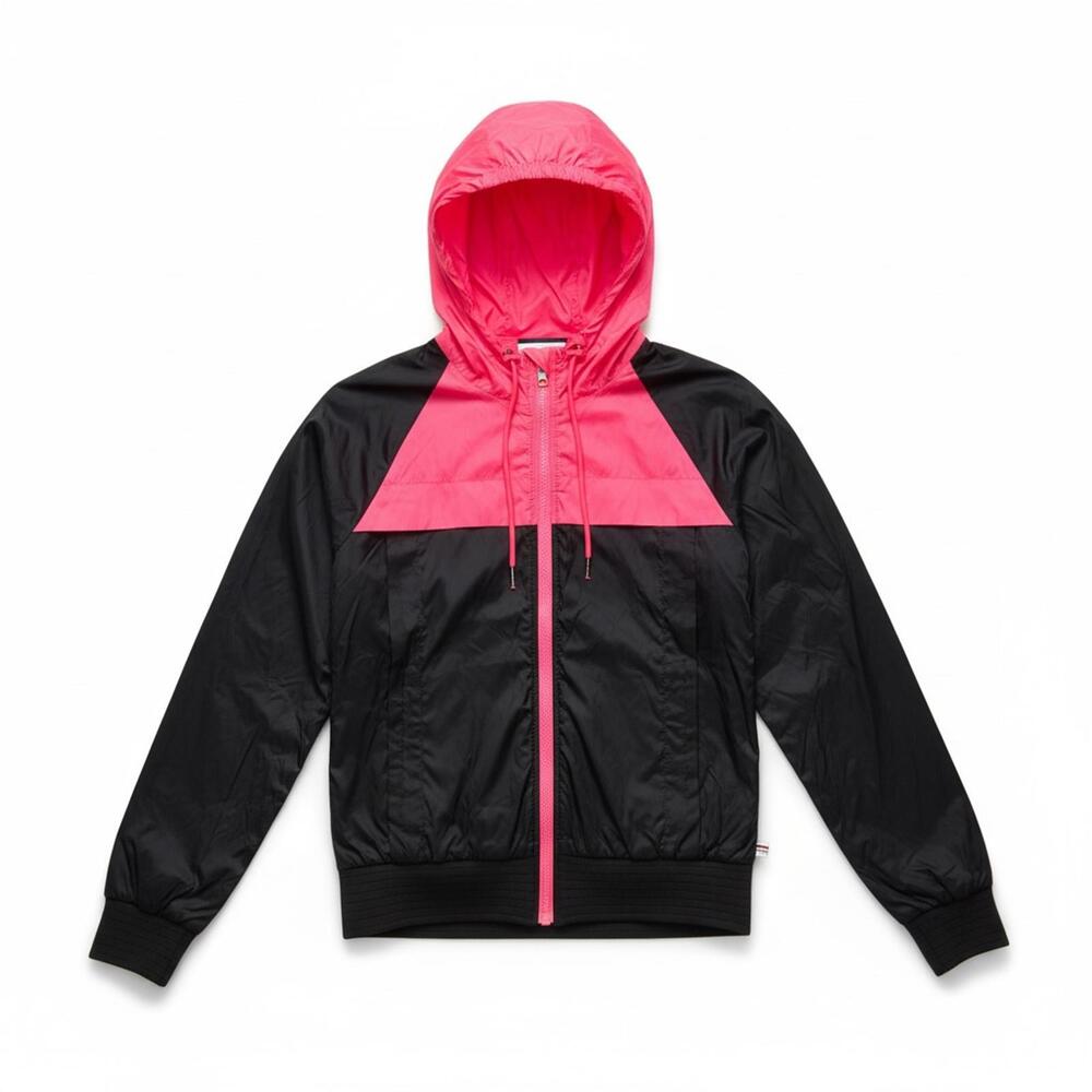 TNA Windbreaker Jacket Pink Black Hooded Athletic Streetwear Lightweight
